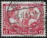 Timbru Germania Al Treilea Reich 1933 Operele lui Richard Wagner Siegfried 12+3 Pf Michel 504 Ștampilat - A007