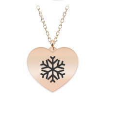 Snow Heart - Colier personalizat argint 925 placat cu aur roz pandantiv inima cu fulg