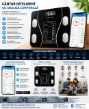 Cantar Corporal Electronic Inteligent De Baie Cu Aplicatie Smart HYT, , Ecran Digital Iluminat, Termometru, Suporta Maxim 180 Kg