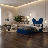 Pat Tapitat Amira Albastru cu Catifea Premium Disponibil acum