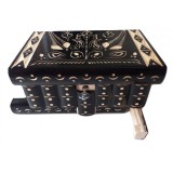 Cutie de bijuterii din lemn cutie magică puzzle cu cheie ascunsa depozit secret pentru inel sau bani provocare negru