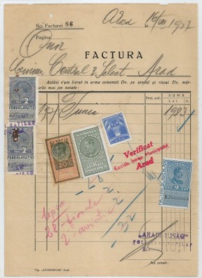 Romania, Aradi Ujsag, Factura, Arad, 1937 foto
