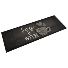 vidaXL Covor de bucătărie lavabil, cană, negru, 60x180 cm, catifea 4005594