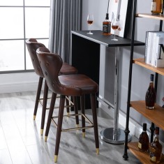 HOMCOM Set 2 scaune bar, stil industrial, 52x53x101cm, maro foto
