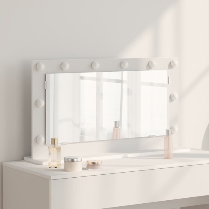 vidaXL Oglindă de toaletă Alb 80 x 45 x 18 cm Lemn compozit și sticlă