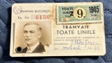 Legitimație/abonament STB, tramvaie București, 1945