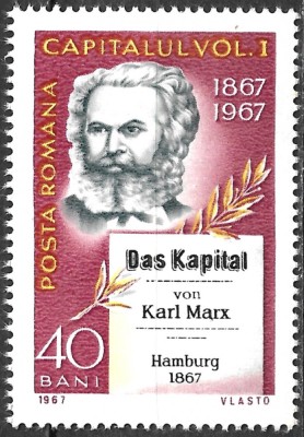 ROM&amp;Acirc;NIA 1967 - LP 661 - 100 DE ANI DE LA APARIȚIA LUCRĂRII &amp;bdquo;CAPITALUL&amp;rdquo; DE KARL MARX - SERIE MNH foto