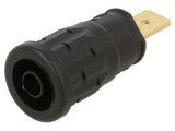 Conector banană 4mm negru aurit 32A 1kV Hirschmann T&amp;M soclu 33mm