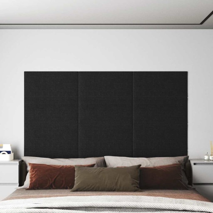 vidaXL Panouri de perete 12 buc. negru 60x30 cm textil 2,16 m&sup2; 343852