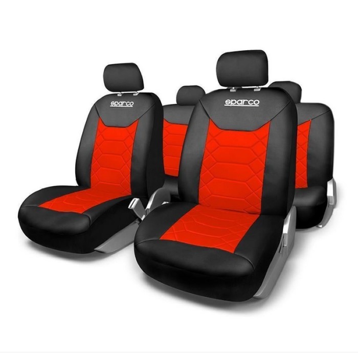 Huse Scaune Auto Sparco Sport, 11 piese, Rosu/Negru Huse Scaune Auto Sparco Sport, 11 piese, Rosu/Negru