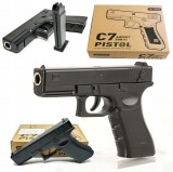 PISTOL AIRSOFT METALIC CALIBRU 6MM,CELEBRUL GLOCK 17,SPRING+500 BILE BONUS! NOU.