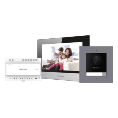KIT videointerfon 2 fire pentru 1 familie, monitor 7 inch, Alarma - Hikvision - DS-KIS702Y SafetyGuard Surveillance foto