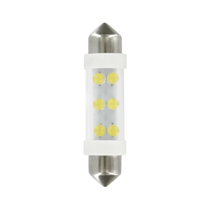 Bec tip LED 24V sofit cu 6 leduri 11x41mm SV85-8 2buc - Alb Garage AutoRide