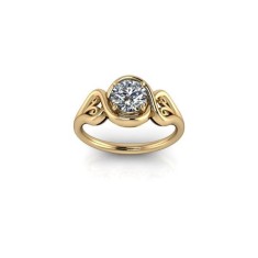 Inel de dama din aur galben 14K, piatra zirconiu - 52