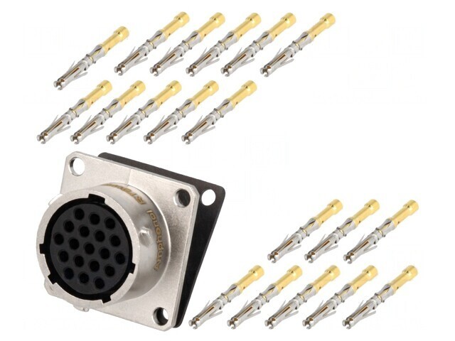 Conector Circular RT360 Soclu Mamă Crimpat 19 PIN 7.5A IP67