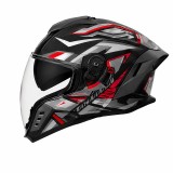 Cumpara ieftin Casca Moto/Scuter Integrala FIXATO Raptor, Protectie UV, Viziera Dubla, Design Sportiv, Negru cu Rosu, L 59-60cm
