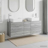 Cumpara ieftin Set dulap baie 3 buc. Sonoma gri 136 x 35 x 80 cm