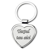 Breloc personalizat metalic in forma de inima amor gravat cu textul tau