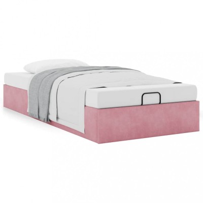 vidaXL Cadru pat otoman fără saltea roz 100x200 cm catifea 3310948 foto