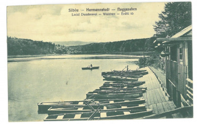 5089 - SIBIU, Dumbrava Park, boats, Romania - old postcard - used - 1927 foto