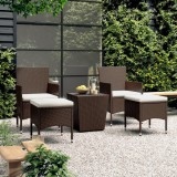 VidaXL Set mobilier bistro, 3 piese, maro, poliratan/sticlă securizată
