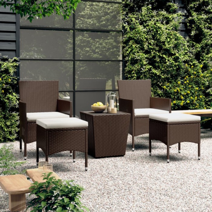 Gossi set mobilier bistro, 3 piese, maro, poliratan/sticla securizata