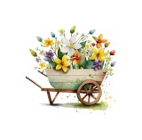 Sticker decorativ Car cu Flori, Multicolor, 54 cm, 3628ST, Oem