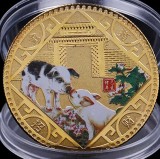 Anul Porcului 2019 UNC Auriu 40mm, Asia