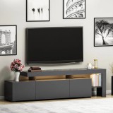 Comoda TV cu Led Beliz, Alb - Antracit - Nuc, 192 x 53 x 37 cm