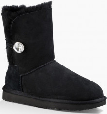 Cizme Piele Tip UGG Bailey Nasturi Bling Scurte Negre foto