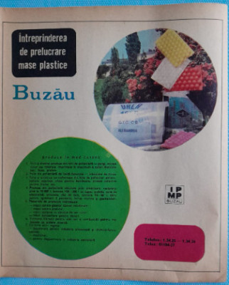 1974 Reclamă Intreprinderea Mase Plastice BUZAU, comunism, epoca aur 24 x 20 cm foto