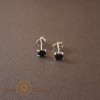 Cercei Unisex Argint 925 cu Cristal Zirconia Negru Patrat, 4 mm, SaraTremo