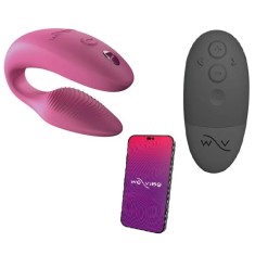 Vibrator Cuplu Sync 2, Silicon, Telecomanda Wireless, Bluetooth, Free App, USB, IPX 7, Roz