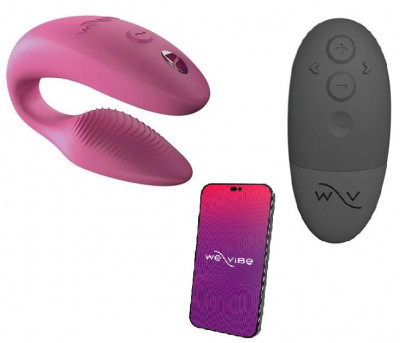 Vibrator Cuplu Sync 2, Silicon, Telecomanda Wireless, Bluetooth, Free App, USB, IPX 7, Roz foto