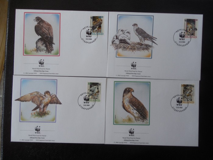 Islanda-WWF,FDC pasari de prada-set complet