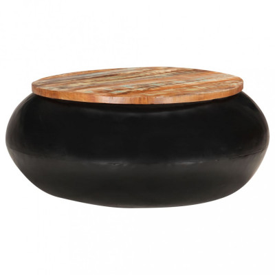 vidaXL Măsuță de cafea, negru, 68x68x30 cm, lemn masiv reciclat foto