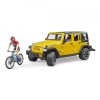 Bruder Jeep Wrangler Rubicon cu Bicicleta &amp; Ciclist BWorld, Scara 1:16, Jucarie Off Road, +4 Ani