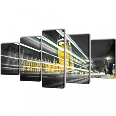 Set Tablouri P&amp;acirc;nză Imprimeu Londra Big Ben 100 x 50 cm 241544 foto