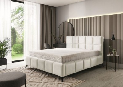 Pat Rubik 180x200 cm Tapitat Catifea Crem Somiera Inclusa (cod ML 2223-01) foto