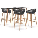 Cumpara ieftin Set mobilier de bar, 5 piese, negru si gri