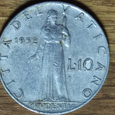 Vatican - moneda de colectie - 10 lire 1952 - Papa Pivs XII - superba !