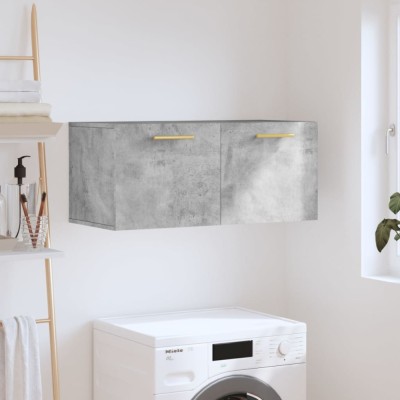 Dulap de perete, gri beton, 80x36,5x35 cm, lemn compozit foto