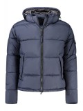Cumpara ieftin Geaca bomber barbati, cu 2 buzunare exterioare, cu gluga, logo, bleumarin, XL
