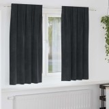 VidaXL Draperii opace cu bandă superioară, 2 buc., negru, catifea