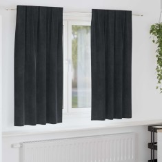 vidaXL Perdele cu perdele 2 pcs Negru 140 x 175 cm Catifea 4107169
