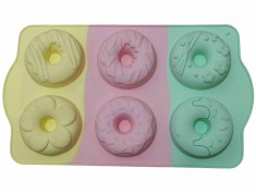 Forma din silicon pentru gogosi, prajituri, model donuts, termorezistenta, 6 cavitati, 534COF