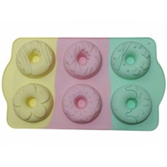 Forma din silicon pentru gogosi, prajituri, model donuts, termorezistenta, 6 cavitati, 534COF