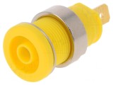 Soclu banană galben 4mm 25A 1kVDC aurit &icirc;nşurubare 32mm, HIRSCHMANN