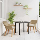 vidaXL Set de masă pentru grădină cu pernă 3 pcs Bej poliratan 3261698