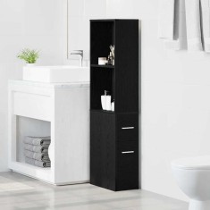 vidaXL Dulap &Icirc;ngust pentru Baie Stejar negru 22 x 41 x 135 cm